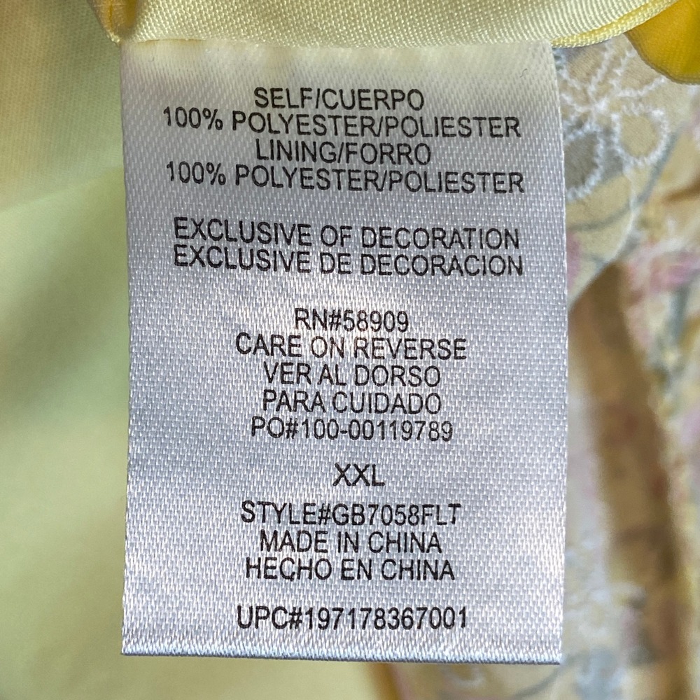GB Yellow Floral Embroidered V-Neck Mini‎ Dress XXL NWT Spring Easter - Picture 7 of 8